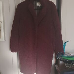 Cozy Burgundy Teddy Coat